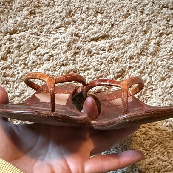 Manolo Blahnik Leather Kitten Heel Sandals - Picture 11 of 14